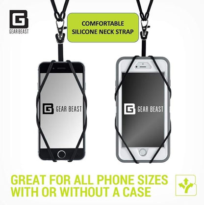 Gear Beast Cell Phone Lanyard - Universal Neck Phone Holder w/Card Pocket and Silicone Neck Strap - Compatible with Most Smartphones, Hot Pink