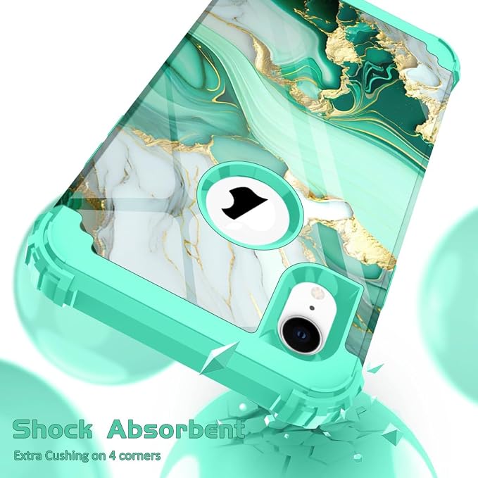 Hocase for iPhone XR Case, Heavy Duty Shockproof Protection Soft Silicone Rubber+Hard Plastic Bumper Hybrid Dual Layer Protective Case for iPhone XR (6.1-inch Display) 2018 - Mint Green