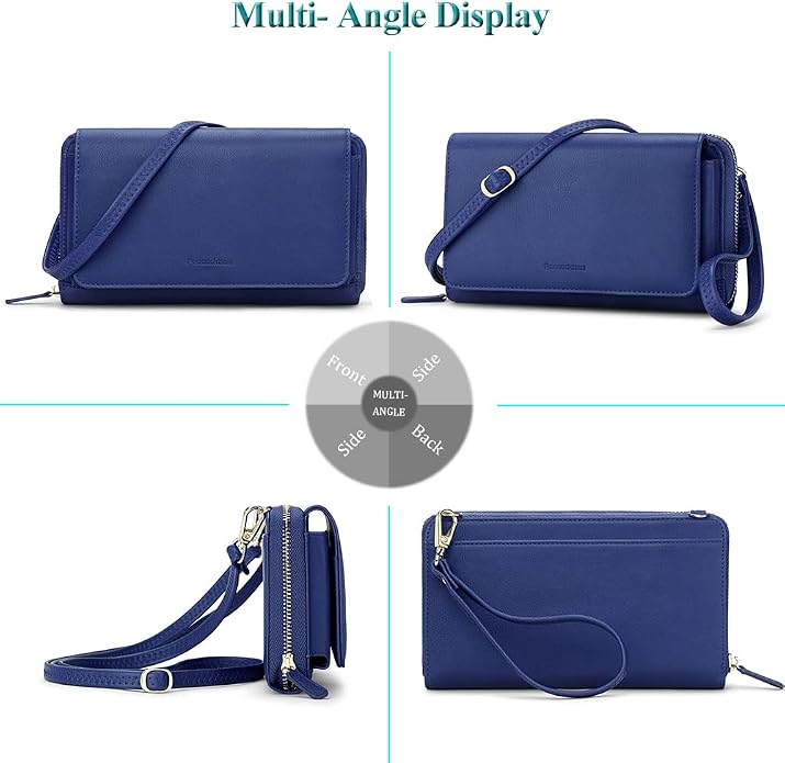 Peacocktion Crossbody Bags for Women RFID Wristlet Wallets Travel Vegan Leather Small Clutch Purses with Phone Pocket Zipper