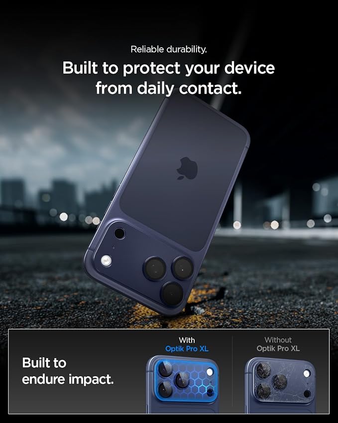 Spigen Camera Lens Screen Protector [GlasTR EZ Fit Optik Pro XL] Designed for iPhone 17 Pro Max [Case Friendly] - Deep Blue [1 Pack]