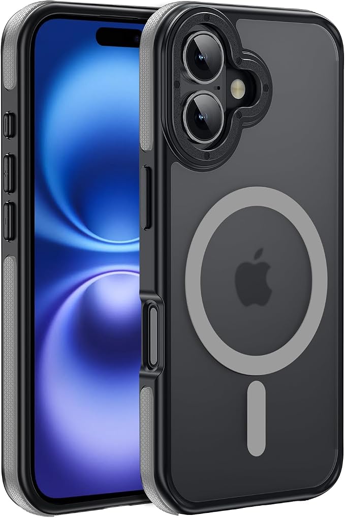 Strong Magnetic Case for iPhone 16 [10Ft Military-Grade Protection] Compatible with fit MagSafe Shockproof Slim Thin Cover 6.1 inch 16 Phone case, Grey Bumper