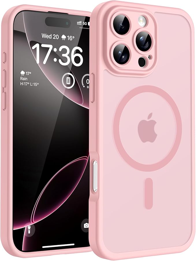 TOCOL for Phone 16 Pro Case, Compatible with Magsafe Charger, Full Camera Protection, Drop Protection, Translucent Matte Phone Case for iPhone 16 Pro 6.3 inch (Light Pink)