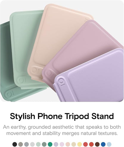 MOFT Phone Tripod Stand Selfie Stick for iPhone, Multi-Angles iPhone Stand, Lightweight & Portable Phone Holder, Strong Magnets, MOVAS Vegan Leather, Travel Essentials, Peach Pink (Without Card Slot)