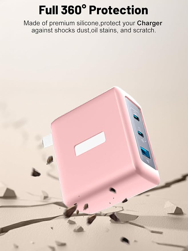 Silicone Protective Case for Anker Nano 100W USB-C Charger, Full-Body Protective Cover with Precise Cutouts, Shockproof Dustproof Charging Block Protector Sleeve & Scratch-Resistant Sleeve (Pink)