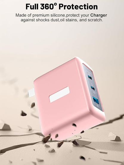 Silicone Protective Case for Anker Nano 100W USB-C Charger, Full-Body Protective Cover with Precise Cutouts, Shockproof Dustproof Charging Block Protector Sleeve & Scratch-Resistant Sleeve (Pink)