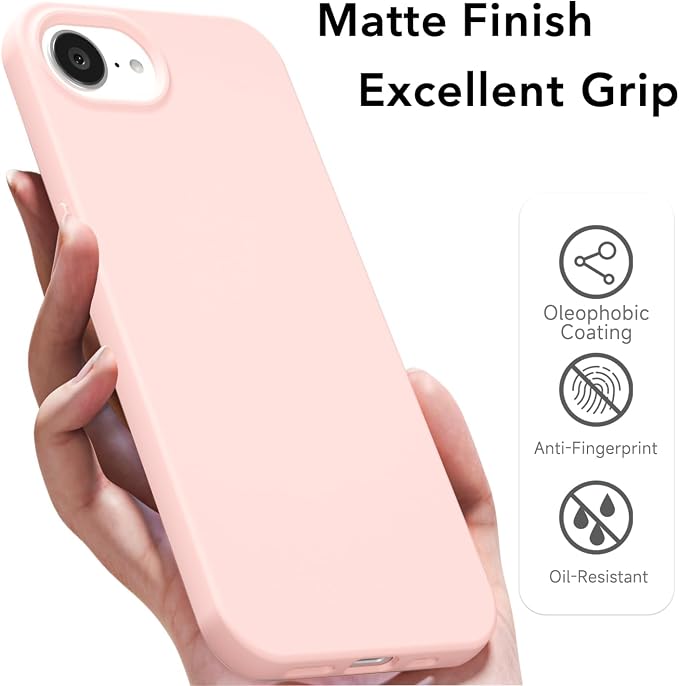 for iPhone 17e 16e Case Silicone Compatible with Magsafe Case, Ultra Slim Thin Magnetic Phone Cases Mag Safe, Cute Soft Rubber Gel TPU Matte Plain Wireless Charging Cover for Women, Light Pink