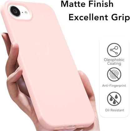 for iPhone 17e 16e Case Silicone Compatible with Magsafe Case, Ultra Slim Thin Magnetic Phone Cases Mag Safe, Cute Soft Rubber Gel TPU Matte Plain Wireless Charging Cover for Women, Light Pink