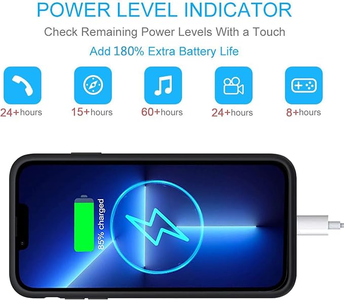 Battery Case for iPhone 13 Pro Max,Upgraded 12000mAh Portable Protective Charging Case with Wireless Charging Compatible for iPhone 13 Pro Max (6.7 inch) Battery Pack Charger Case with Carplay (Black)