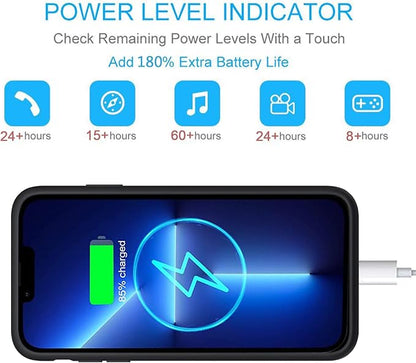 Battery Case for iPhone 13 Pro Max,Upgraded 12000mAh Portable Protective Charging Case with Wireless Charging Compatible for iPhone 13 Pro Max (6.7 inch) Battery Pack Charger Case with Carplay (Black)