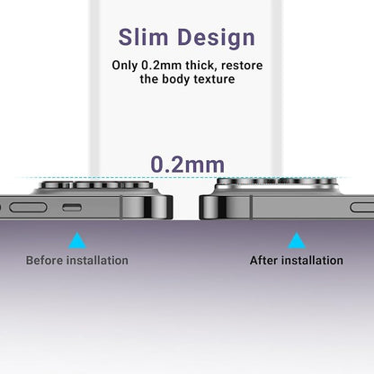 AFARER 2Pcs Camera Lens Protector for iPhone 16 Pro Max & for iPhone 16 Pro, Aluminum Alloy Tempered Glass Lens Cover,Silver