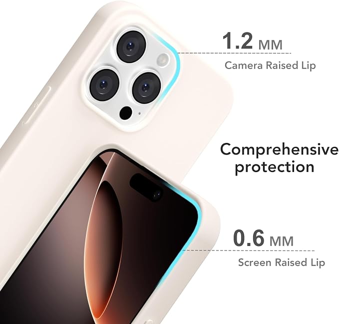 for iPhone 16 Pro Case Silicone Compatible with Magsafe Case, Ultra Slim Thin Magnetic Phone Cases Mag Safe, Cute Soft Rubber Gel TPU Matte Wireless Charging Cover for Women, Beige Stone Cream