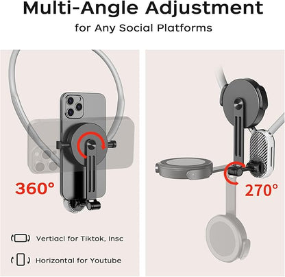 FUNSNAP Magnetic Neck Mount for Phones, POV Phone Holder Hand Free Chest Stand Video Recording Vlog for iPhone 17 16 15 14 13 Android Phones