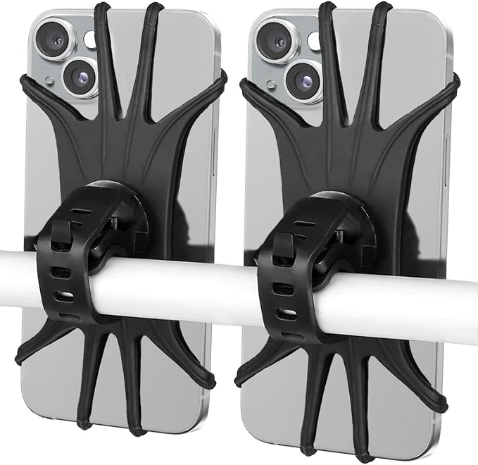 VOVIGGOL Bike Phone Mount 2 Pack, Universal Motorcycle Phone Holder for Bike, 360°Rotation Silicone Bicycle Phone Holder Handlebar Phone Mount Compatible with iPhone, Samsung, All Smartphones