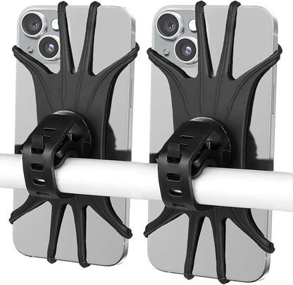 VOVIGGOL Bike Phone Mount 2 Pack, Universal Motorcycle Phone Holder for Bike, 360°Rotation Silicone Bicycle Phone Holder Handlebar Phone Mount Compatible with iPhone, Samsung, All Smartphones