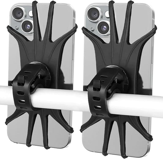 VOVIGGOL Bike Phone Mount 2 Pack, Universal Motorcycle Phone Holder for Bike, 360°Rotation Silicone Bicycle Phone Holder Handlebar Phone Mount Compatible with iPhone, Samsung, All Smartphones