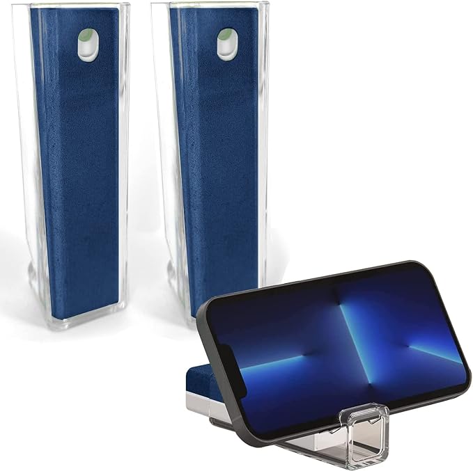 2 eDealz All in One Screen Cleaning Sprays with Microfiber and Phone Stand.Cleans and Removes Oil and Dirt from Smartphones, Tablets, LCD, LED Laptop, TV Screens and More (Navy)