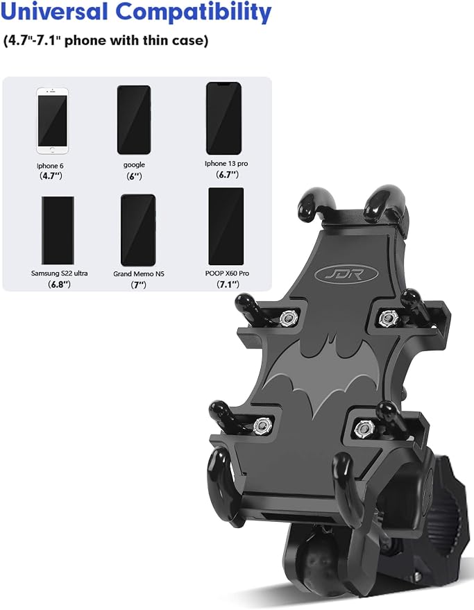 ZIDIYORUO UTV Phone Mount for 1.75"-2" Roll Bar, 360°Rotation UTV Phone Holder with 8 Claws, Aluminum Alloy Heavy Duty Smartphone Holder Hang on to 4.7"-7.1" Devices for Polaris RZR/Can Am X3
