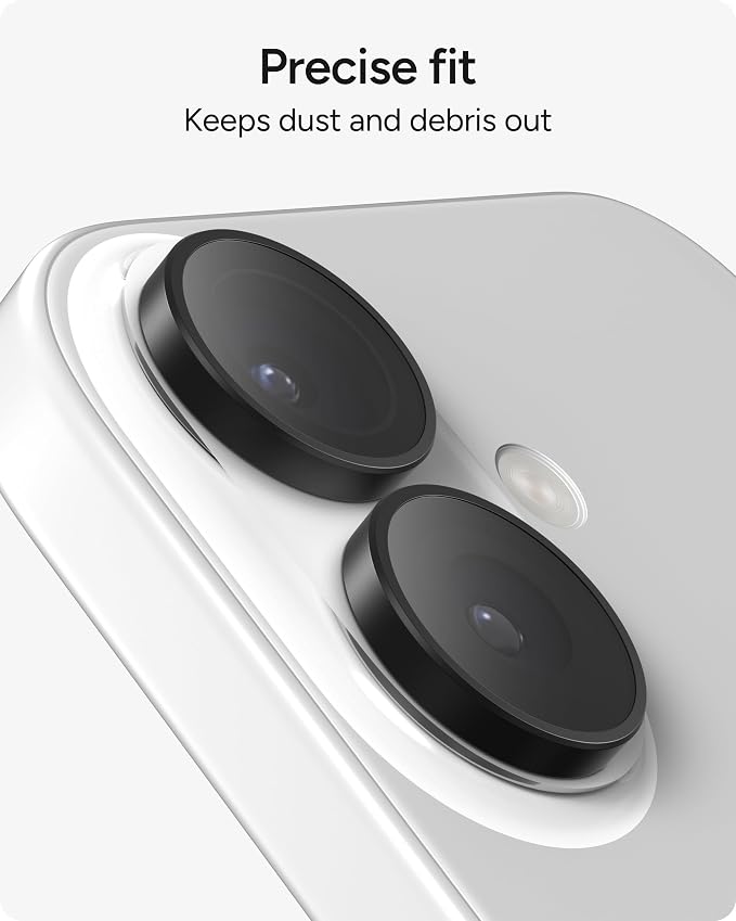 ZAGG iPhone Camera Lens Protector for iPhone 17/16/ 16 Plus - Black, Camera Ring, Maximum Impact & Scratch Protection, Anti-Reflective Technology, Smudge-Resistant, Precise Fit, Glass Elite