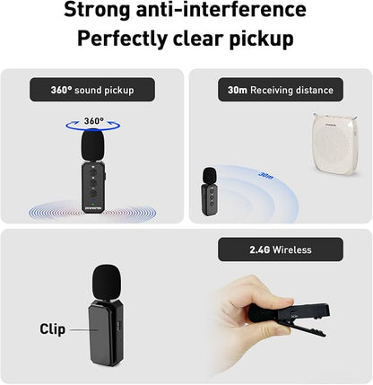 ZOWEETEK Voice Amplifier with 2025 New Wireless Lavalier Lapel Microphone,Personal Teacher Microphone,Portable Speaker Clip On Microphone,Mini Voice Amplifier for Speech,Meeting,Yoga(Pearl White)