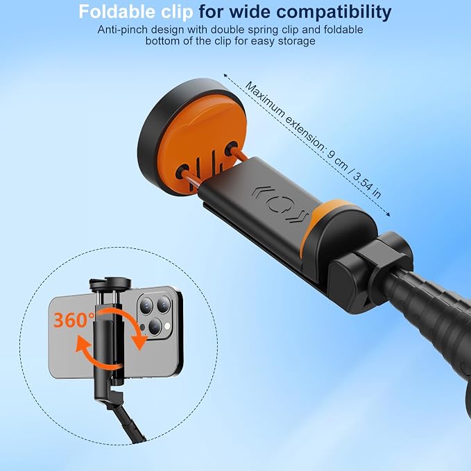 57" Automatic Phone Tripod, Extendable Selfie Stick for iPhone, Portable Cell Phone Stand Mount Holder with Remote Control for Selfie Stick TIK Tok Travel Vlog Live Broadcast Video Recording Black