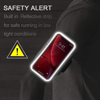 iPhone 17 16 15 Armband, JEMACHE Water Resistant Gym Running Workouts Arm Band for iPhone 17 16 15 14 13 12 Pro (Rose)