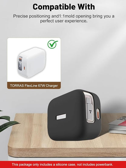 Silicone Protective Case for TORRAS FlexLine 67W Charger, Full-Body Protective Cover with Precise Cutouts, Shockproof Dustproof Charging Block Protector Sleeve & Scratch-Resistant Sleeve (Black)