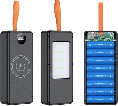 ordinarYone Removable 16 Slot 21700 Battery Case for Power Charging Features LED Camping Light Multi Mode and Protections