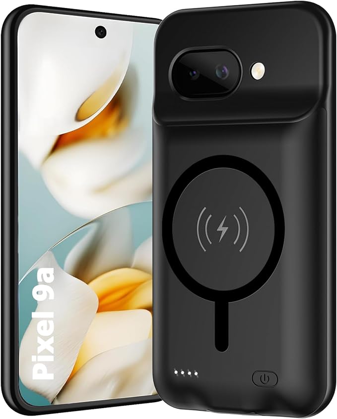 Battery Case for Google Pixel 9a, Upgraded 10000mAh Portable Protective Charging Case with Wireless Charging Compatible for Google Pixel 9a (6.3 inch) Battery Pack Charger Case with Carplay (Black)