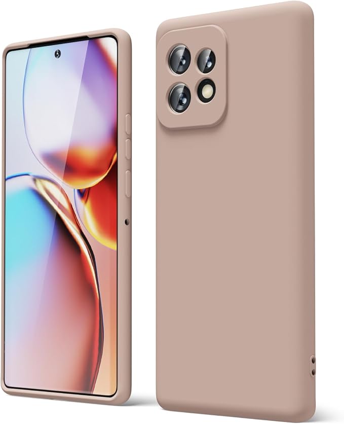 oakxco for Motorola Moto Edge Plus 2023 Case Silicone, Thin Slim Grip Soft Rubber Gel Protective Phone Case for Women, Matte Plain Solid Color Aesthetic Cute Girly Case with Camera Cove, Brown Fall