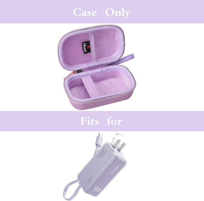 Mchoi Hard Storage case for Anker Power Bank USB C Charger Block, 3-in-1 5,000mAh Portable Charger (Purple)