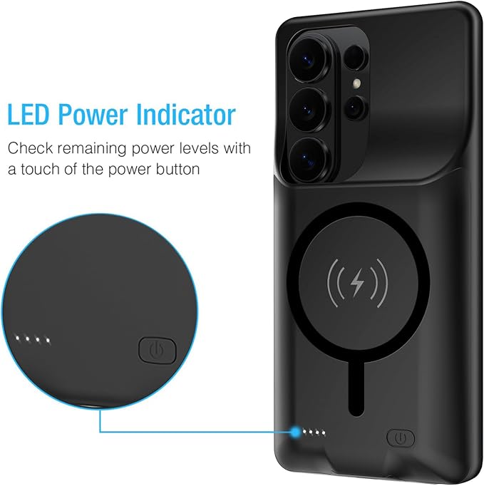 Battery Case for Galaxy S26 Ultra,12000mAh Portable Protective Smart Wireless Charging Case Support Carplay Compatible with Galaxy S26 Ultra(6.9 inches)Rechargeable Extended Battery Case(Black)