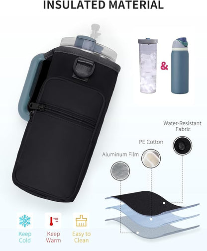 sportsnew Magnetic Gym Bag for Women Men, Water Bottle Carrier Holder with Strap & Phone Pockets for 40oz Tumbler with Handle, 4 Built-in Magnets Small Gym Bag for Sports, Workout, Fitness, Walking