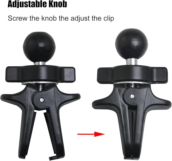 Car Clip Phone Holder Plastic Backboard 17mm Ball Vent Universal Adjustable Knob GPS Vent Holder Base Black