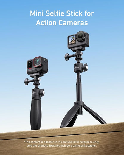 TELESIN 18.1'' Mini Selfie Stick Tripod for DJI OSMO Nano Action 6 5 4,GoPro Hero 13 12,Insta360 X5 X4,Xtra Edge Camera Accessories,360°Adjustable Monopod,Vlog Extended Handle Grip,Magnetic Base Stand