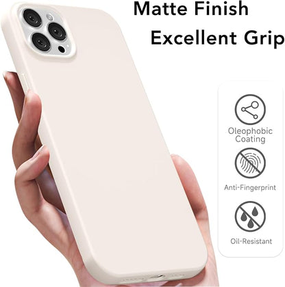 for iPhone 12/12 Pro Case Silicone Compatible with Magsafe Case, Ultra Slim Thin Magnetic Phone Cases Mag Safe, Cute Soft Rubber Gel Matte Wireless Charging Cover for Women, Beige Stone Cream