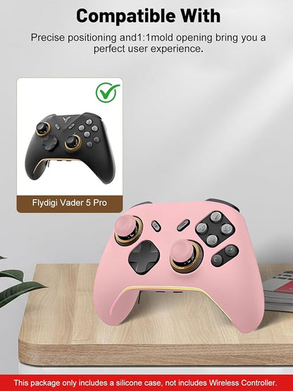 Silicone Protective Case for Flydigi Vader 5 Pro Wireless Controller, Full-Body Protective Cover with Precise Cutout, Shockproof Dustproof Protector Sleeve & Scratch-Resistant Sleeve (Pink)