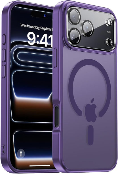 Strong Magnetic for iPhone 17 Pro Case with Camera Lens Protector [ Military-Grade Protection] Compatible with MagSafe Shockproof Slim Thin Cover case for iPhone 17 Pro 6.3 inch, Deep Purple