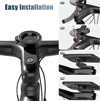 Bike Phone Mount - Secure Dual-Lock Cycling Mountain Bike Stem Phone Holder, Stable Aluminum Bicycle Clamp for MTB, Gravel & Road Bikes, 1-Hand Quick Twist Release, Fit iPhone & 4-7.3 Inch Cell Phones