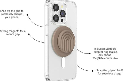 PopSockets Phone Grip for MagSafe, Magnetic Holder, Phone Stand, Brown - Latte
