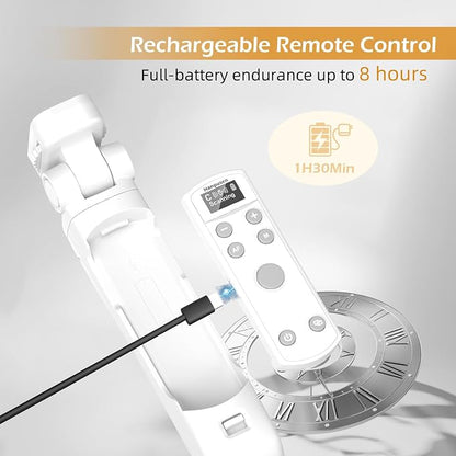 for Canon Tripod Wireless Shooting Grip with Shutter Release - Mini-Tripod with Rechargeable Remote Control for G7 X III/R50/R8/R5/R10/G5 X II/R100/M6 II/M200/M50/R50 V/6D II/SL2, for Vlogging, White
