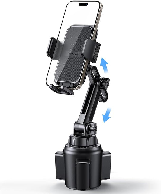 Lamicall Cup Phone Holders for Your Car - [Thick Cases Friendly] Universal Adjustable Cell Phone Car Mount for Truck Golf Cart iPhone 17 16 Galaxy S25 Ultra and All 4"-7" Smartphones