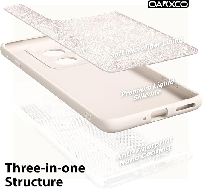 oakxco for Motorola Moto Edge 2025 Phone Case Liquid Silicone, Thin Slim Soft Rubber Gel TPU Plain Protective Simple Cover for Women Girl Cute, Matte Solid Color Aesthetic, Beige Stone