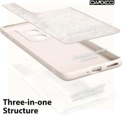 oakxco for Motorola Moto Edge 2025 Phone Case Liquid Silicone, Thin Slim Soft Rubber Gel TPU Plain Protective Simple Cover for Women Girl Cute, Matte Solid Color Aesthetic, Beige Stone