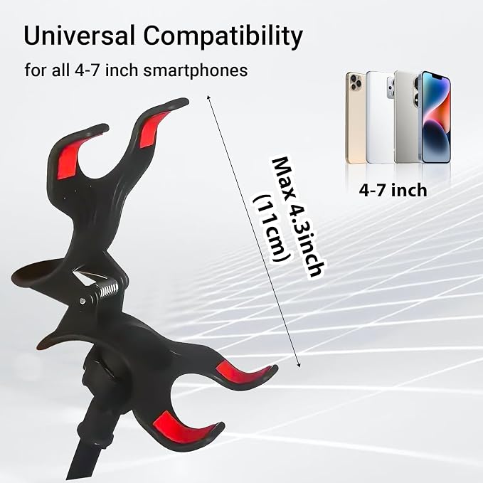 Gooseneck Bed Phone Holder, Flexible Long Arm Clip On Phone Holder for Bed, Desk, Headboard, Bedside, 360 Adjustable Cell Phone Clamp Mount Stand, All 4-7" Cellphone