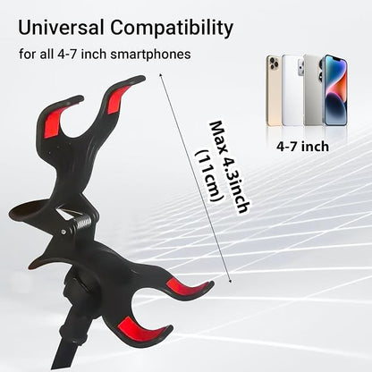 Gooseneck Bed Phone Holder, Flexible Long Arm Clip On Phone Holder for Bed, Desk, Headboard, Bedside, 360 Adjustable Cell Phone Clamp Mount Stand, All 4-7" Cellphone