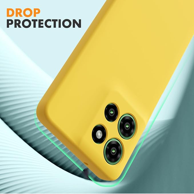 Case for Motorola Moto G Power (2025), 2 Pack Tempered Glass Screen Protectors, Soft TPU Silicone Shockproof Case-Yellow