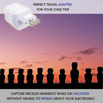 Ceptics Italy, Chile, Uruguay Travel Adapter Plug with Dual USB - USA Input - Type L - Ultra Compact - Perfect for Cell Phones, Laptop, Camera Chargers, iWatch, iPad, iPhone and More (CTU-12A)