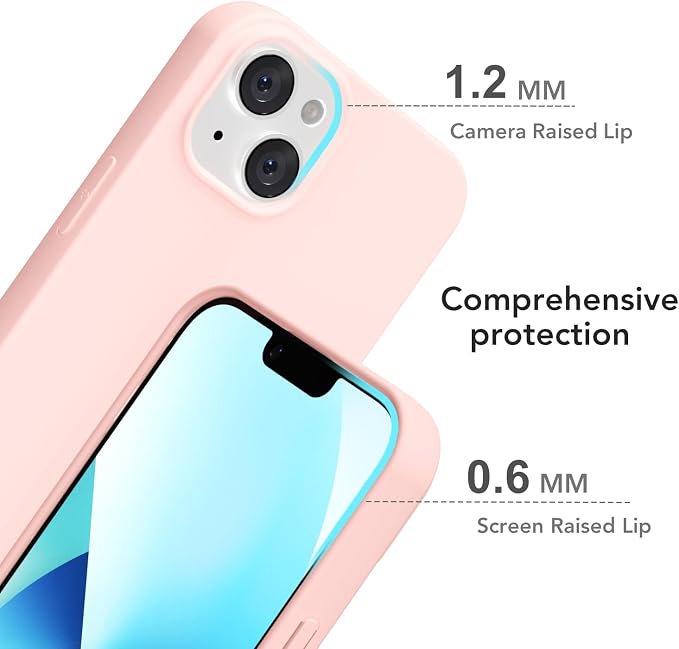 for iPhone 14/ iPhone 13 Case Silicone Compatible with Magsafe Case, Ultra Slim Thin Magnetic Phone Cases Mag Safe, Cute Soft Rubber Gel TPU Matte Wireless Charging Cover for Women, Light Pink
