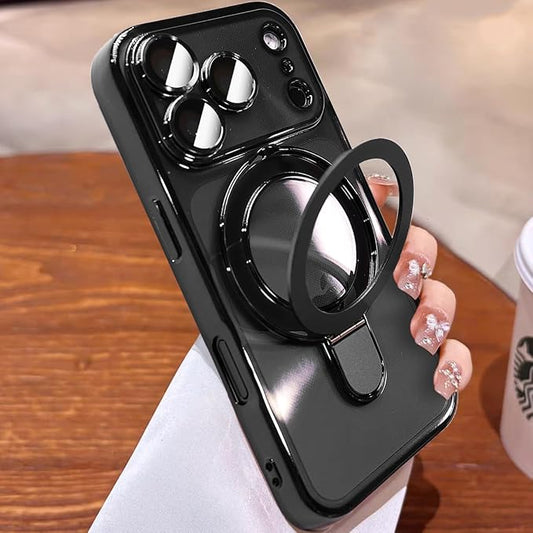 for iPhone 17 Pro Case Magnetic Stand,[Compatible with Magsafe] [Military Protection][Camera Lens Protector] Phone Case Cover for iPhone 17 Pro 6.3" - Black