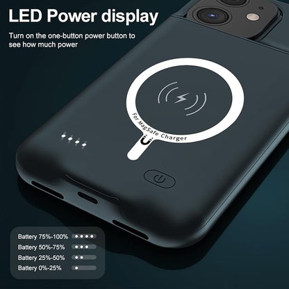 Battery Case for iPhone 11, Upgraded 10000mAh High-Capacity Protective Rechargeable Extended Battery Charger Cover Compatible with iPhone 11 (6.1 inch) Wireless Charging Case Support Carplay - Black